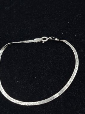 Sterling Silver Herringbone Bracelet - Silver
